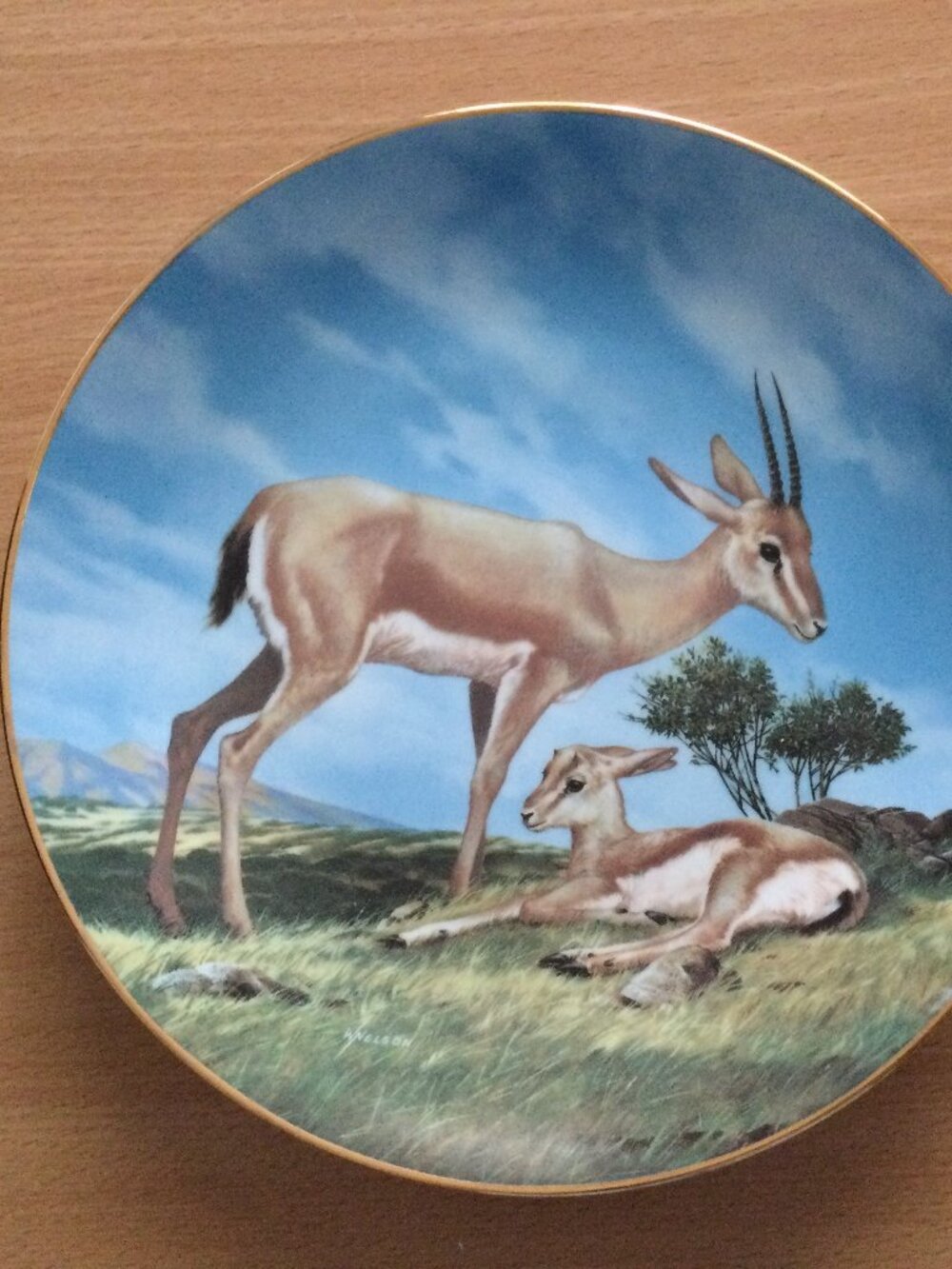Will Nelson “The Slender‑Horned Gazelle” – Endangered Species Plate 1990-8 3/8"